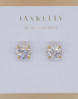 JK Round CZ Clear Gold Earrings