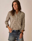 Carve Dylan Gauze Shirt: Coffee Ditsey