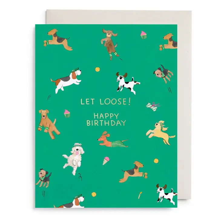 E. Frances Off Leash Birthday Greeting Card