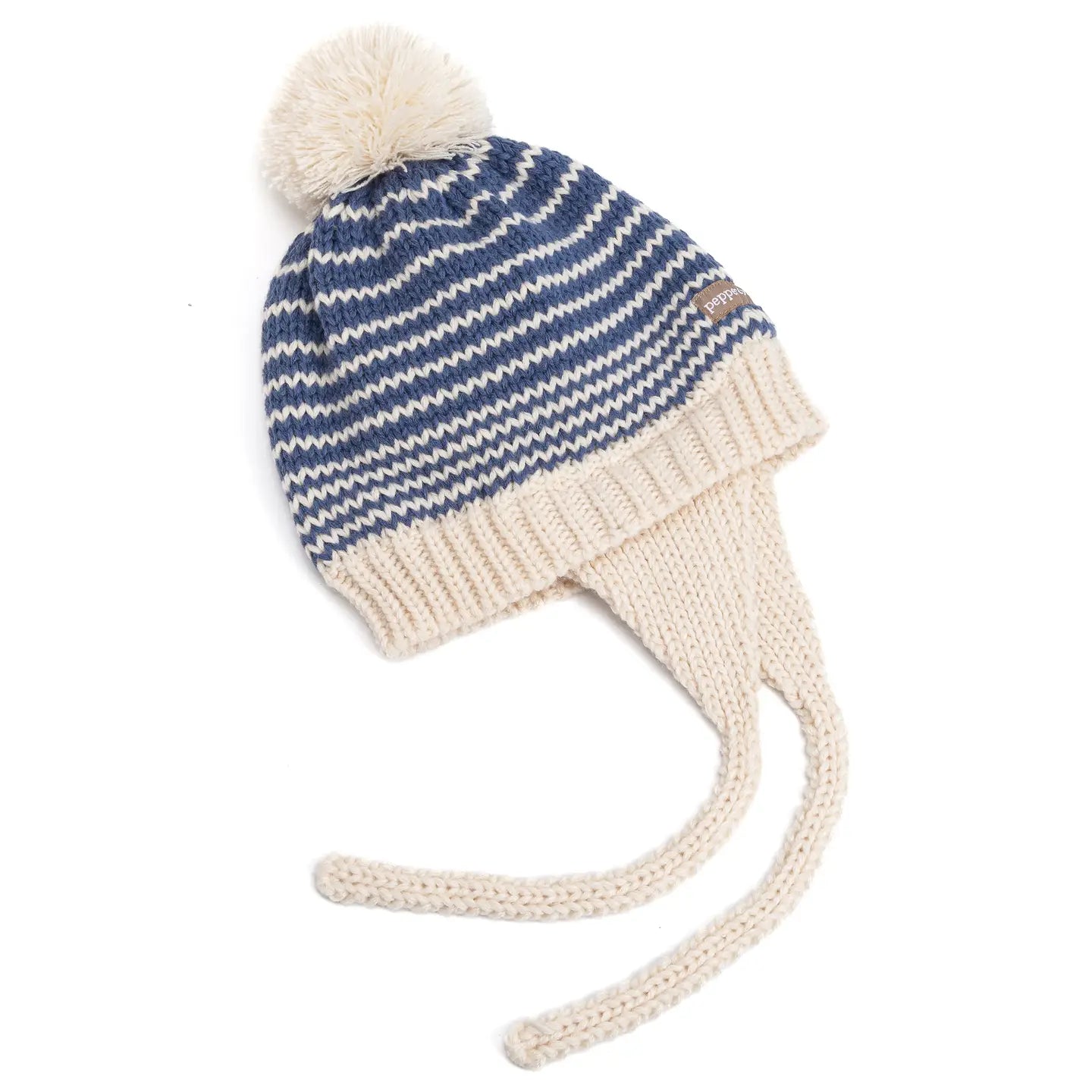 Kids Earflap Winter Striped Blue Hat