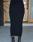 Ribbed Fitted Midi Skirt