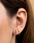 JK Baguette Sapphire Gold Earrings