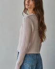 Knit Cable Sweater Cotton Button Down Cardigan Top