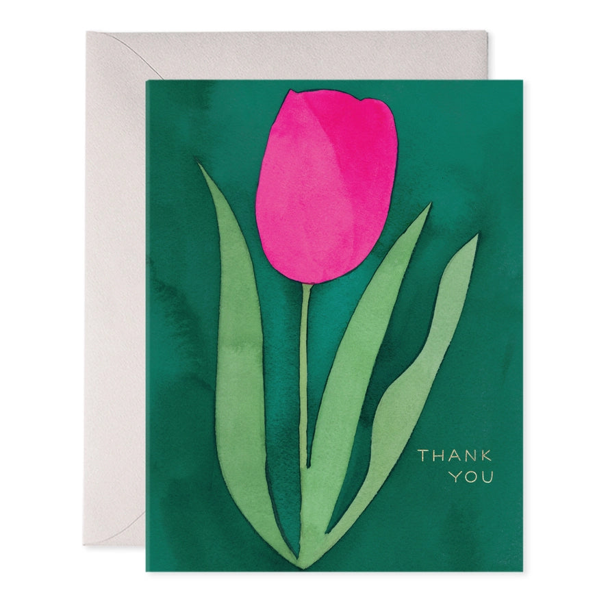 Pink Tulip Thank You Card- Box set of 6