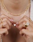 Mother of Pearl Gemstone Heart Pendant Necklace