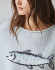 A Little Fishy Light Blue Crew Neck Sweater