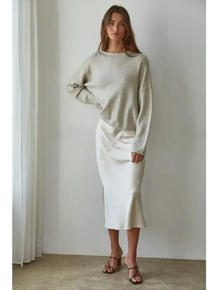 Pinky Rolled Round Neck Sweater