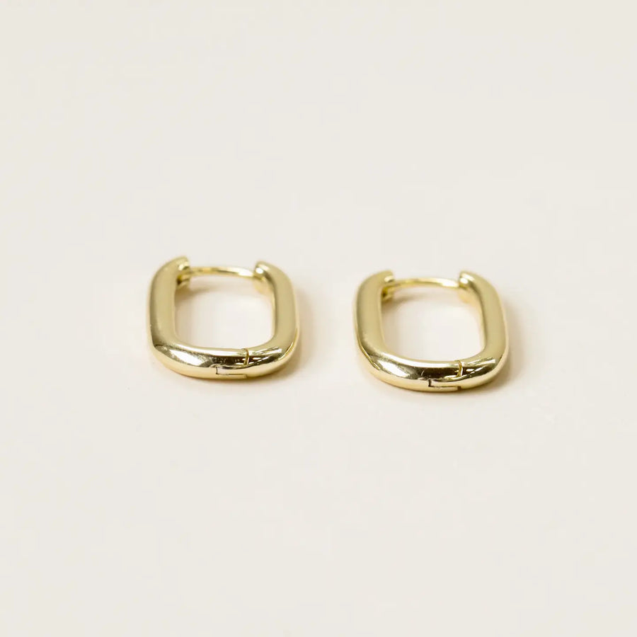 JK Large Rectangle Gold Hoop Earrings