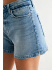 Light Denim Classic Side Slit Jean Shorts
