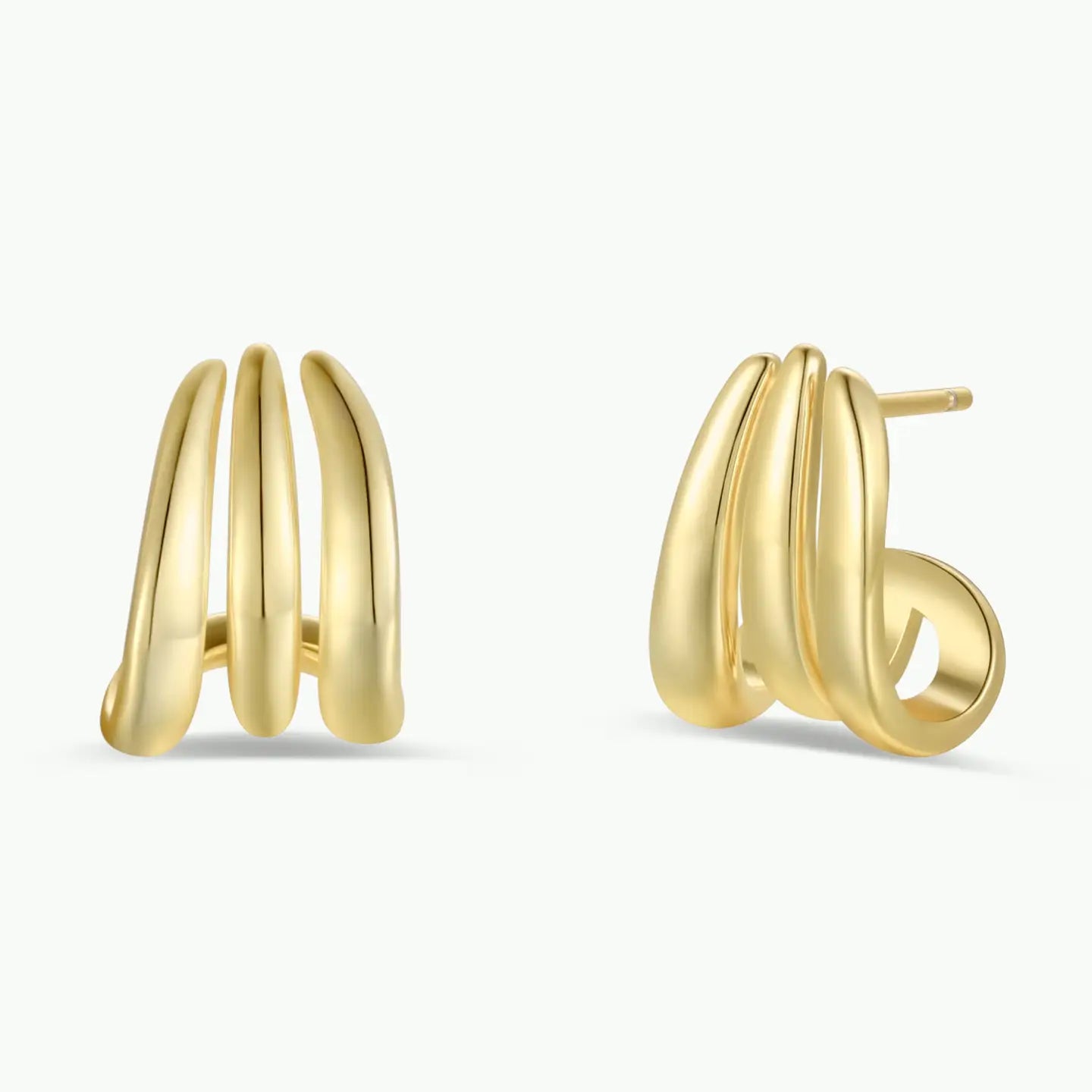 JK Gold Three Hoop Huggie Earrings