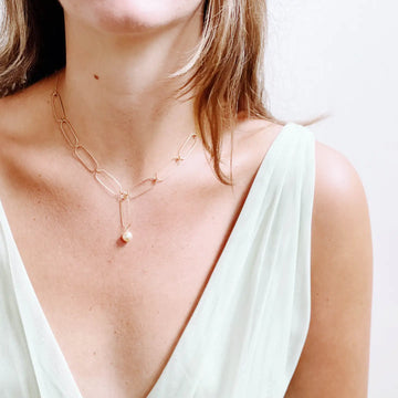 Paperclip and Pearl Necklace