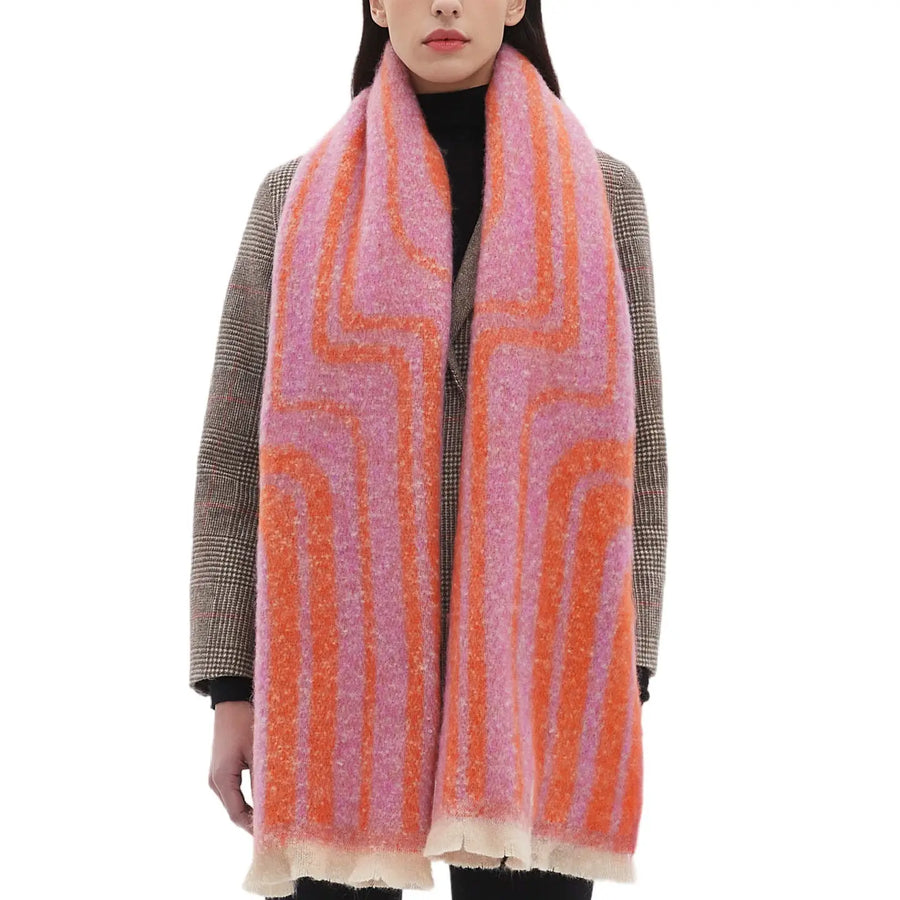 Super Soft Chunky Geometric LInes Fleece Scarf
