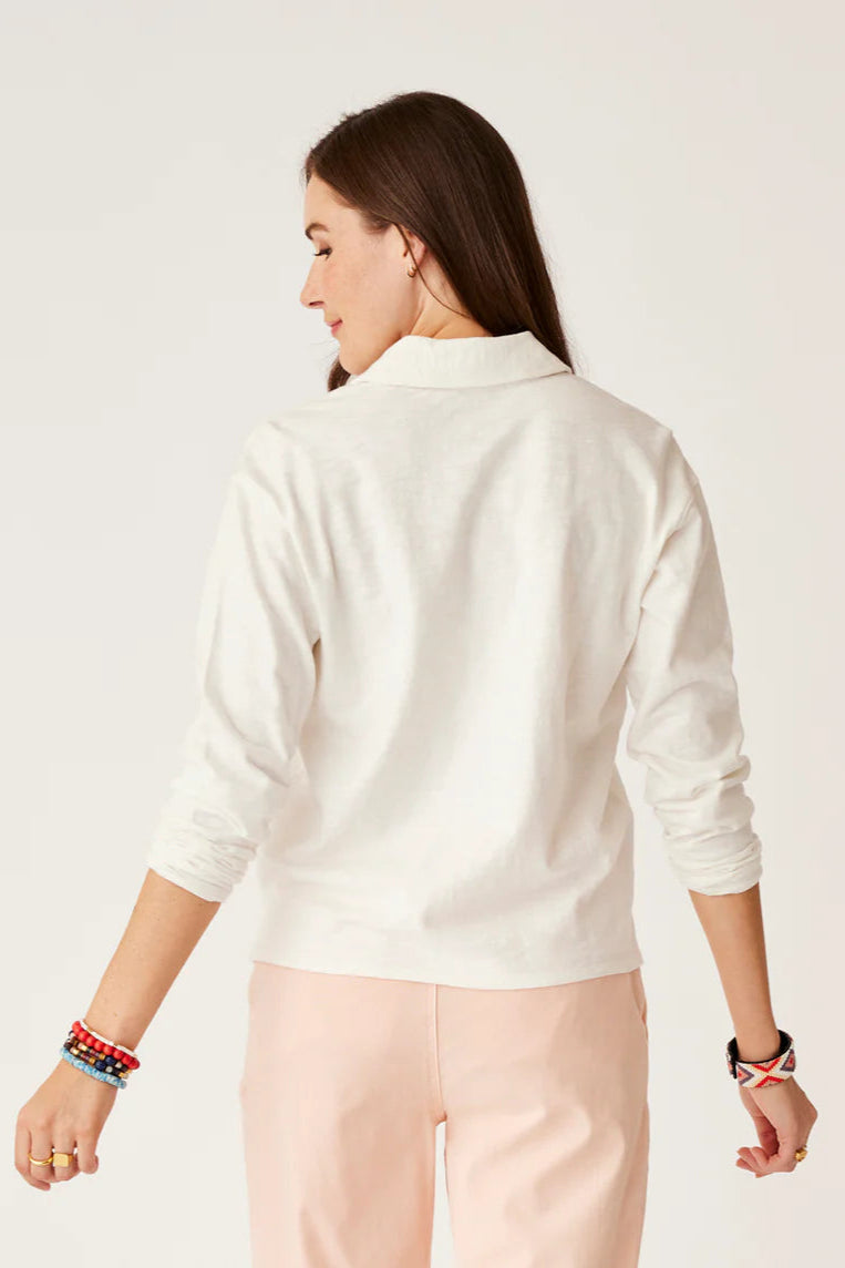 Carve Mara Slub Organic Cotton Polo Shirt: Cloud