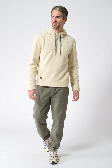 Jersey Polar Fleece Hooded Popover: Oyster