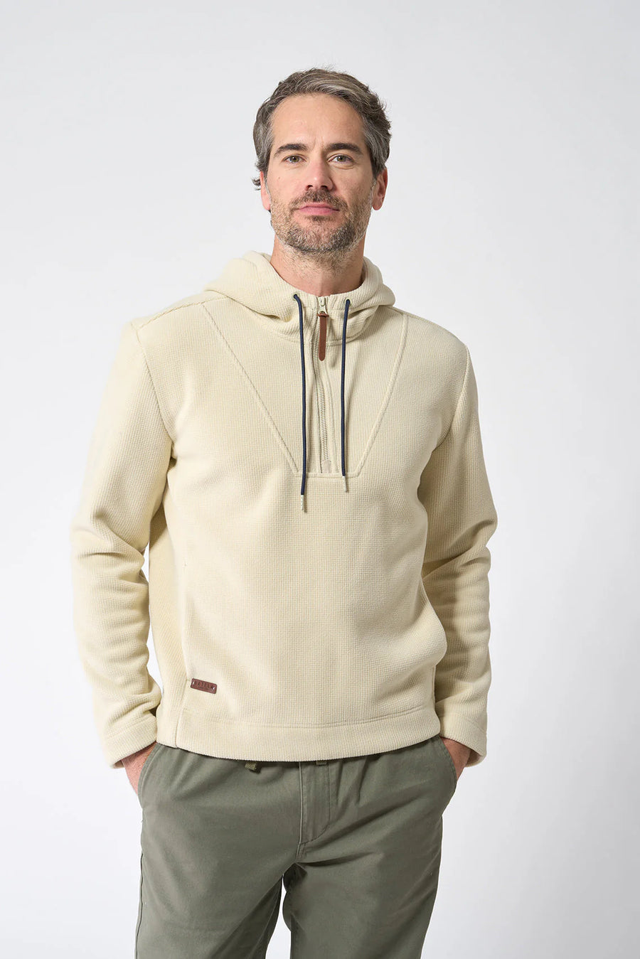Jersey Polar Fleece Hooded Popover: Oyster