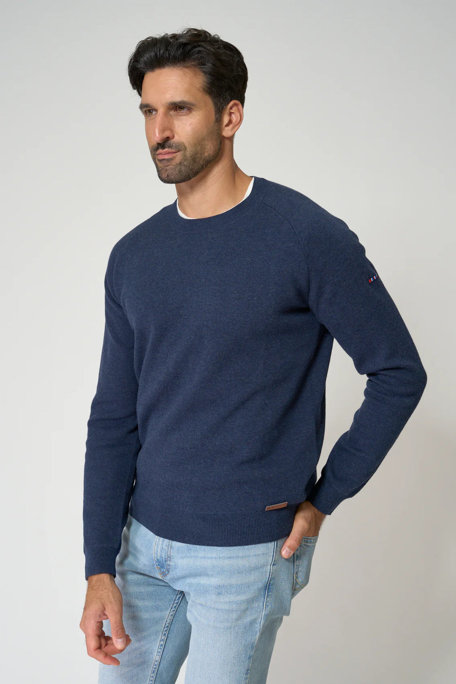 Navy Men's Cotton Crew Neck Sweater