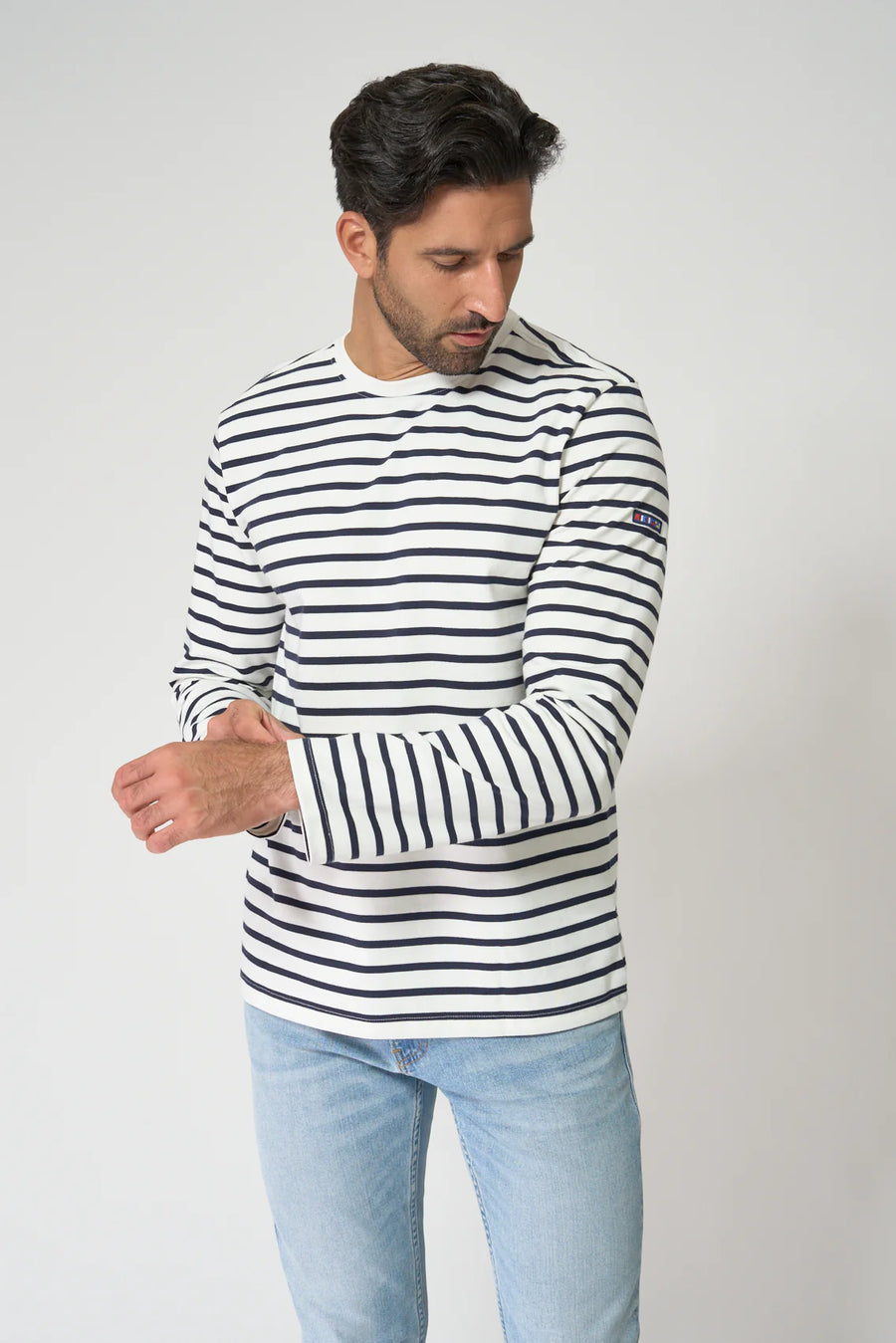 Breton M's Long Sleeve Striped Crew Neck T-Shirt
