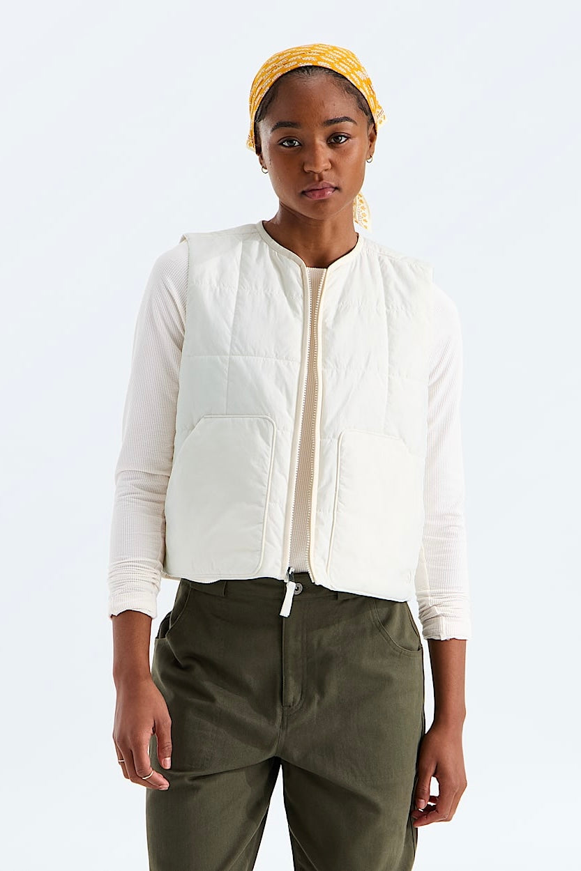 TNF W's Lhotse LT Insulated Vest-White Dune