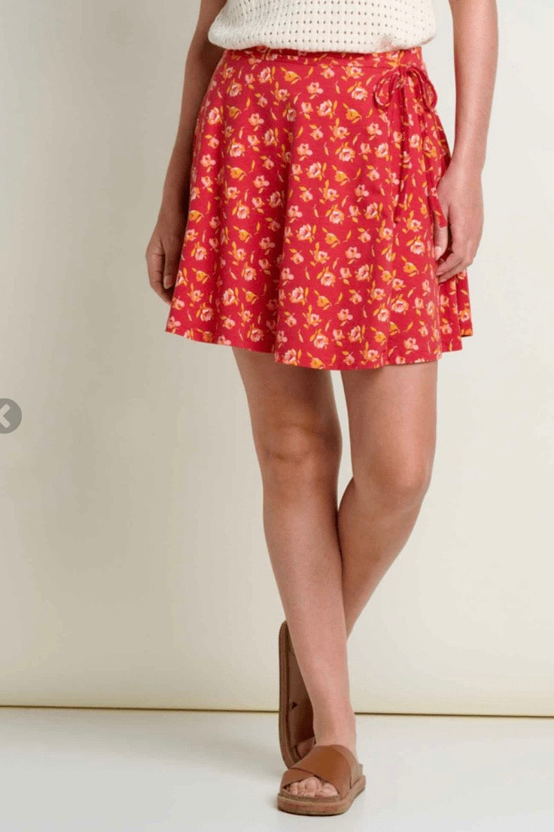 Freesia Wrap Skirt: Crabapple Print
