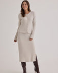 Bella Dahl Clean Waist Knit Skirt with Side Slit in Moonstone Rib