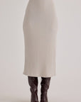 Bella Dahl Clean Waist Knit Skirt with Side Slit in Moonstone Rib