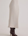 Bella Dahl Clean Waist Knit Skirt with Side Slit in Moonstone Rib