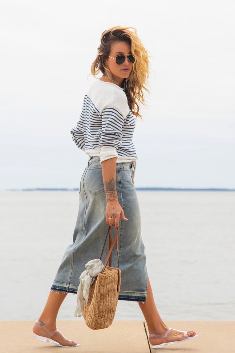 Rue Sweater- Vintage Blue Stripe