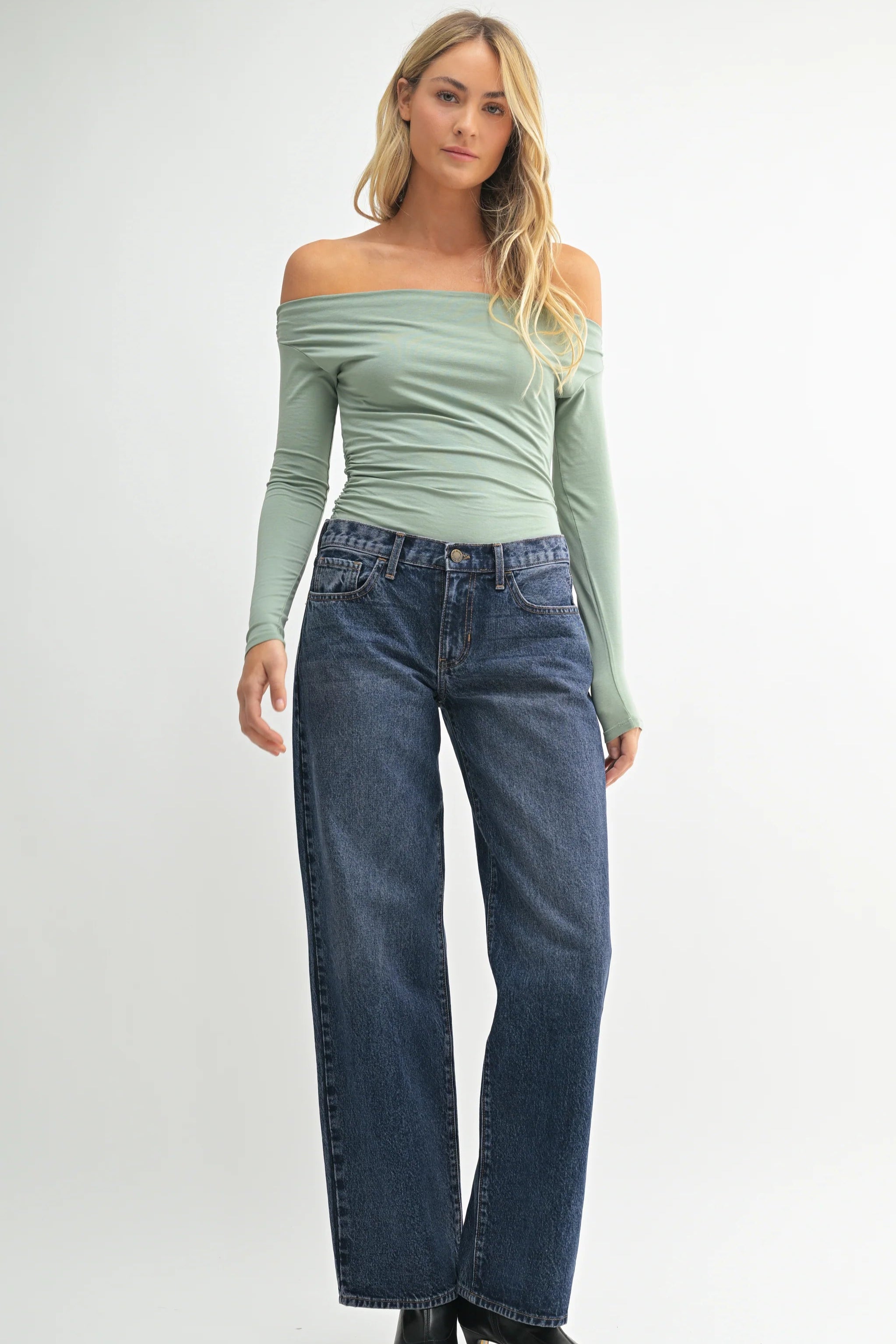 The Low Rise Dark Denim Slouch Jean