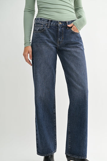 The Low Rise Dark Denim Slouch Jean