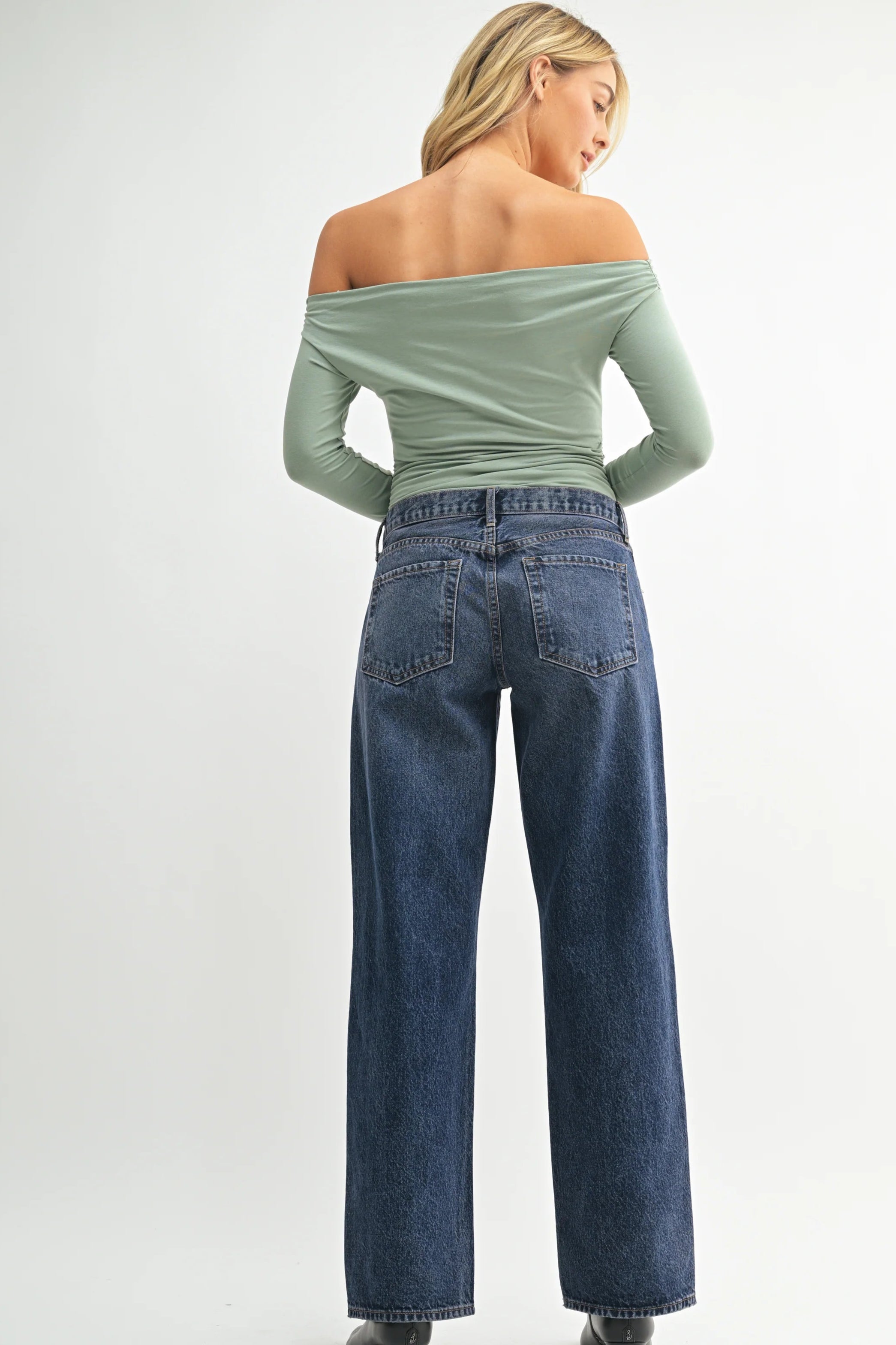 The Low Rise Dark Denim Slouch Jean