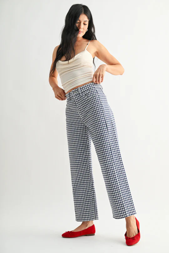 Blue Gingham Barrel Twist Jeans