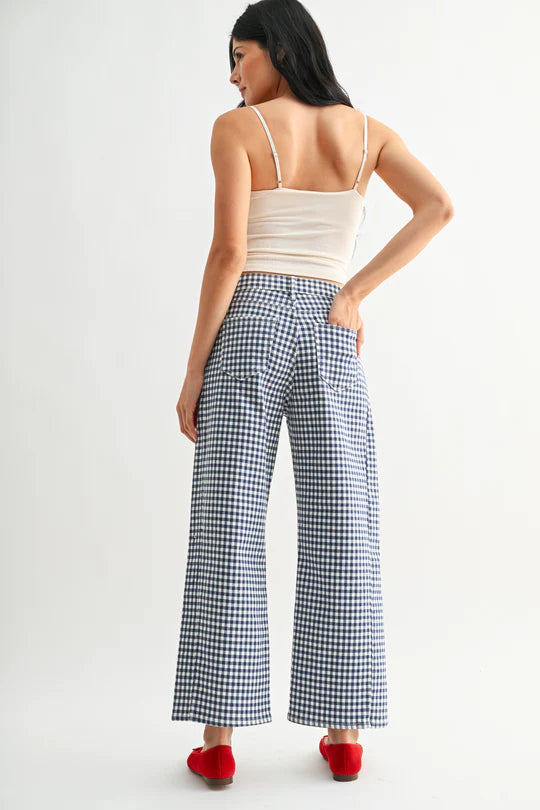 Blue Gingham Barrel Twist Jeans