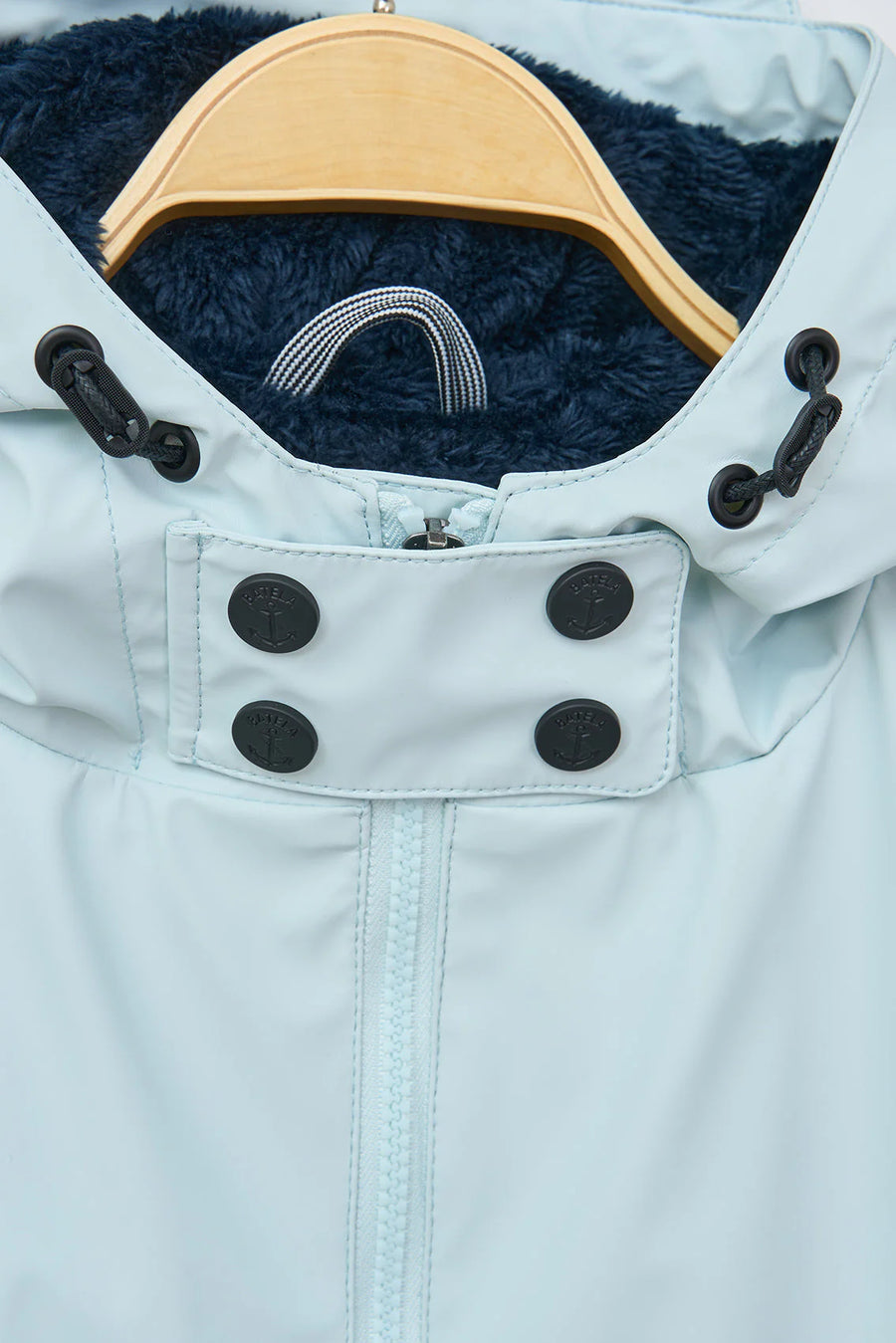 Fleece Lined Women's Long Raincoat: Aqua