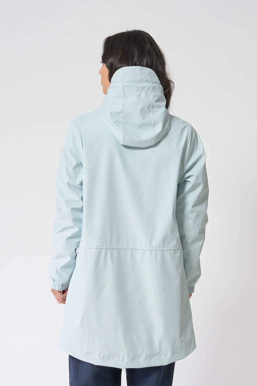 Fleece Lined Women's Long Raincoat: Aqua