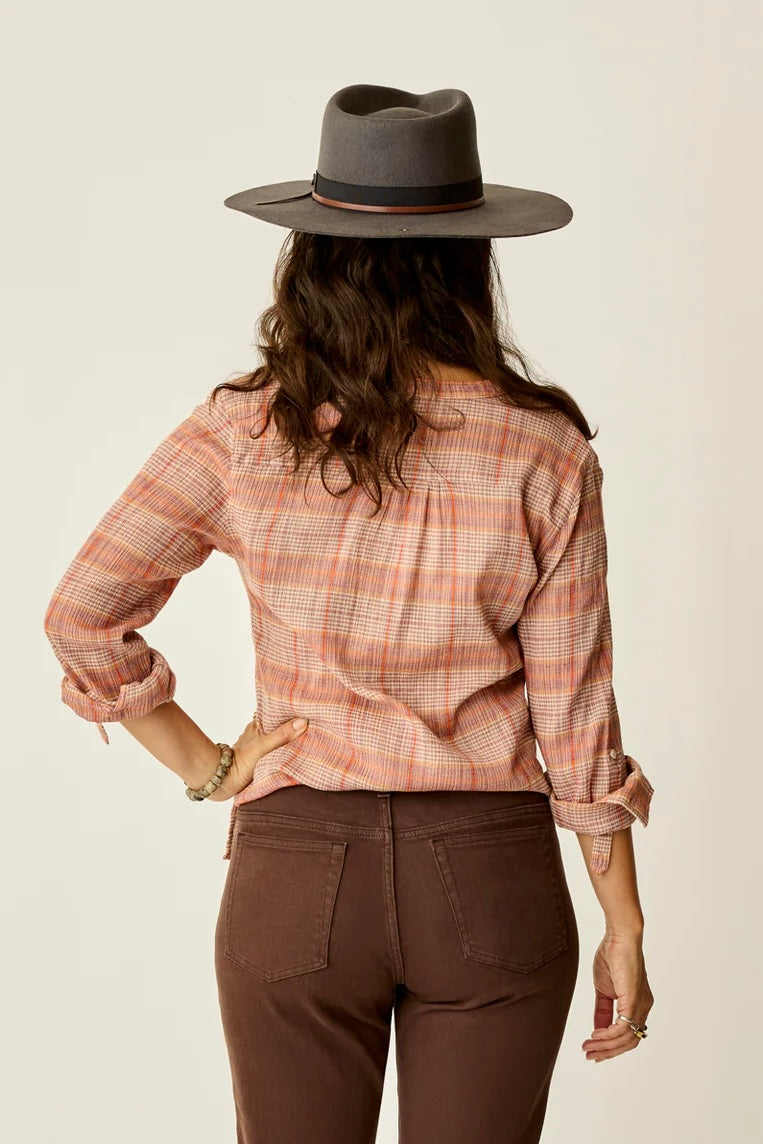 Dylan Gauze Shirt : Rosewood Plaid