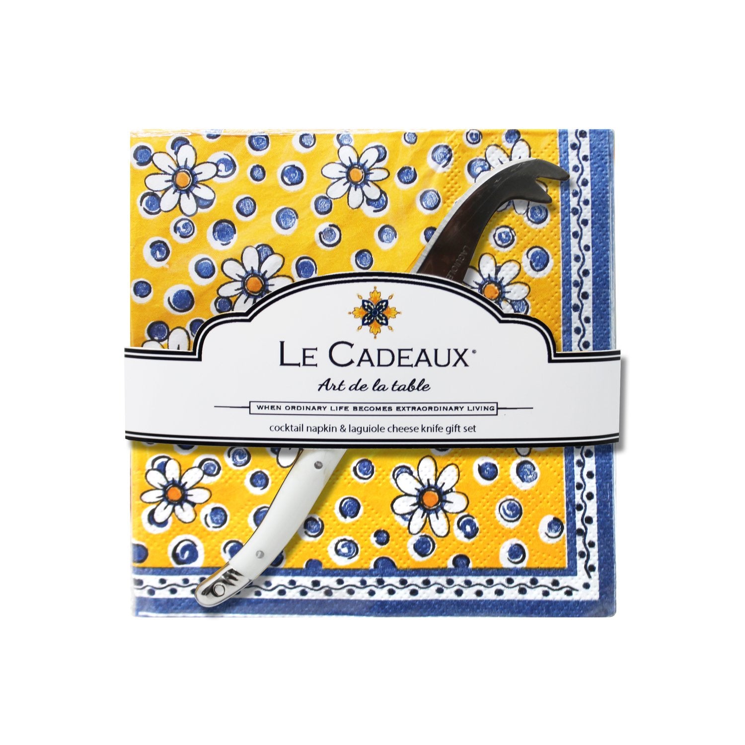 Le Cadeaux Cocktail Napkins with Cheese Knife Gift Set