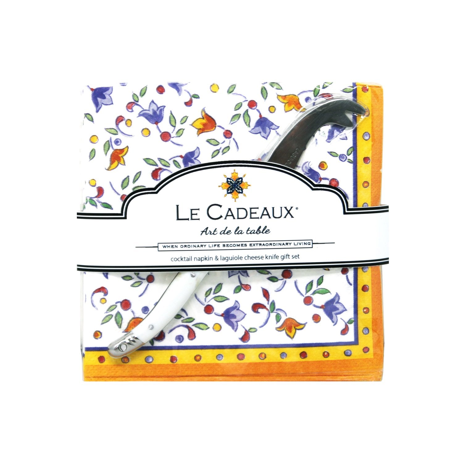 Le Cadeaux Cocktail Napkins with Cheese Knife Gift Set