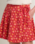 Freesia Wrap Skirt: Crabapple Print
