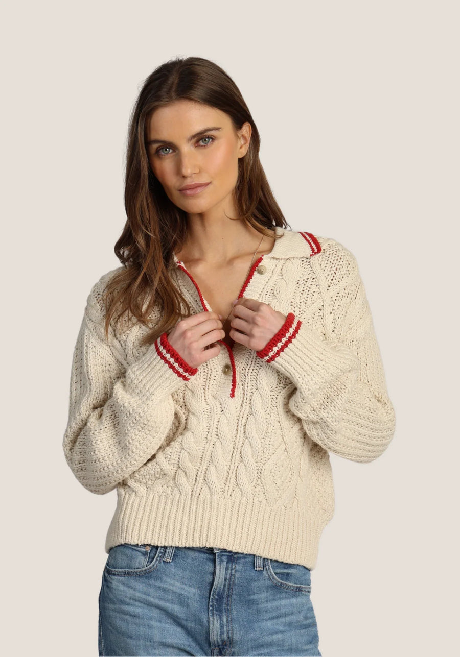 Charlotte Cable Button Cotton Sweater