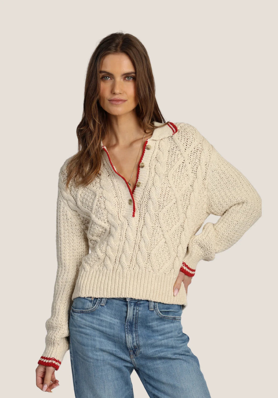 Charlotte Cable Button Cotton Sweater