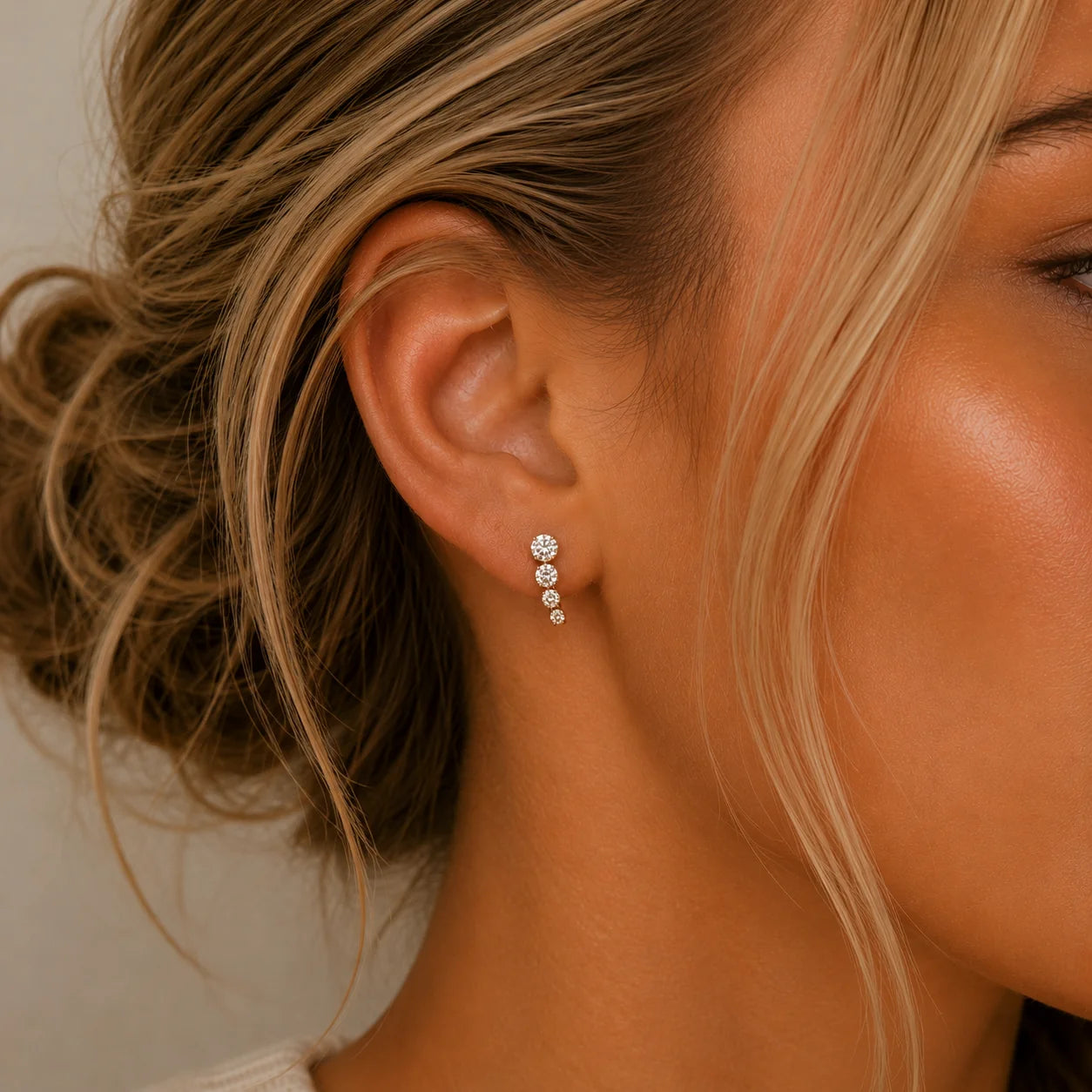 JK Mini Crawler White CZ Gold Earrings