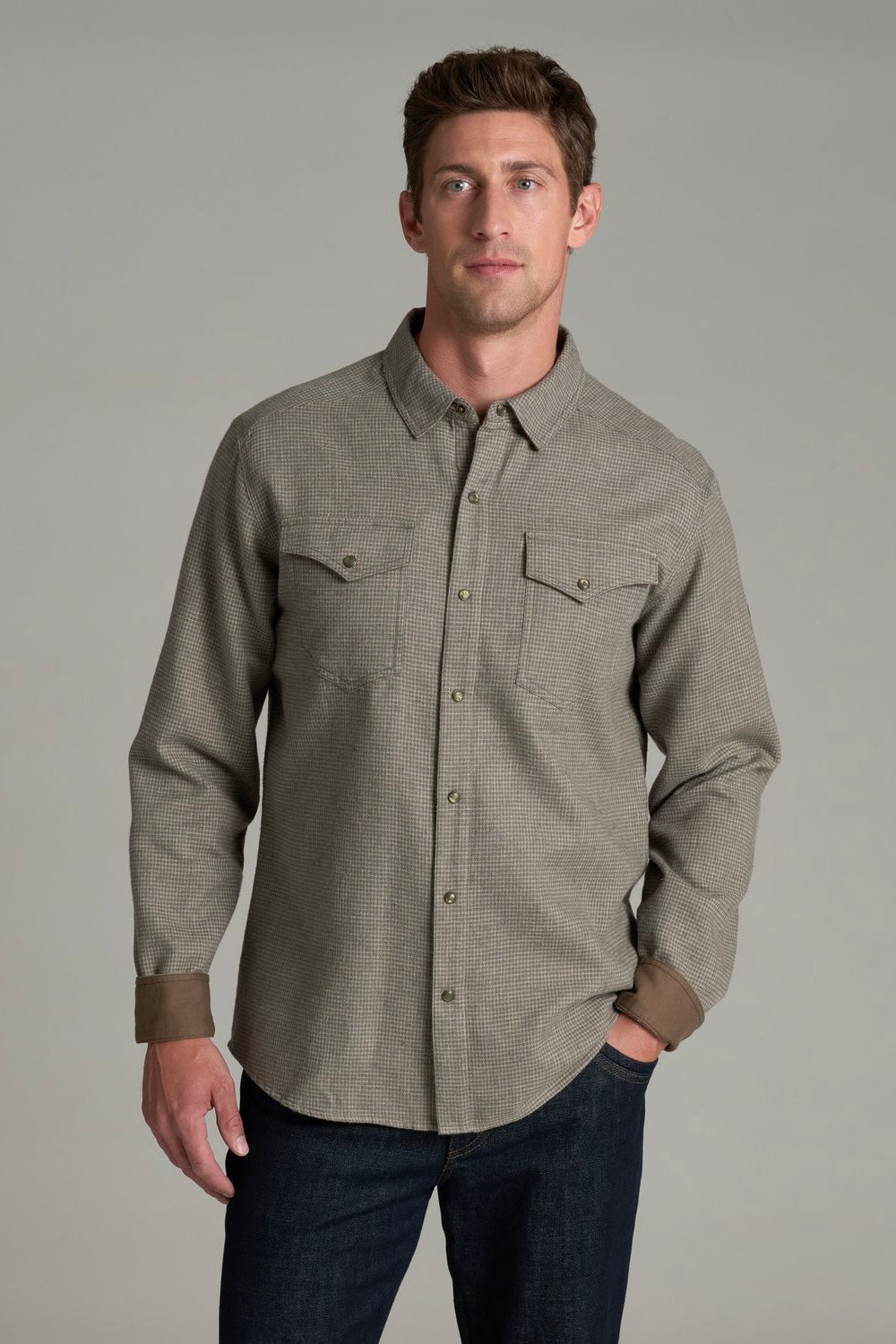 Kuhl Disputr Long Sleeve Men's Button Down Shirt- Dark Pumice
