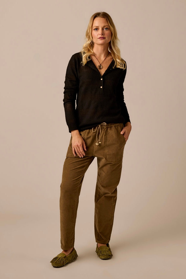 Zoe Buttercord Pant: Teak