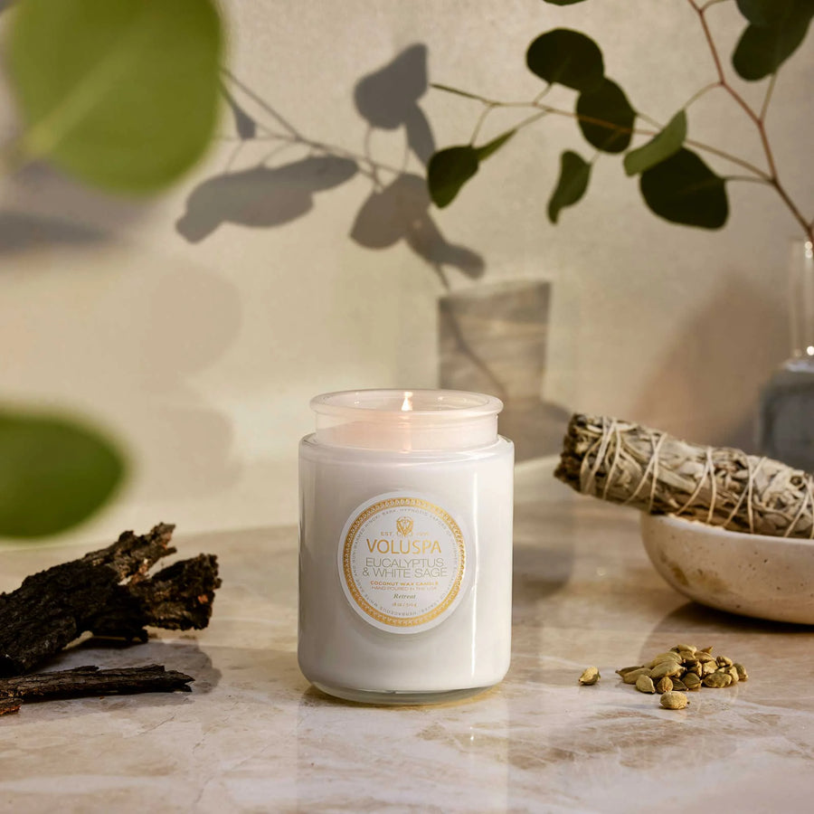 Voluspa Eucalyptus & White Sage 18oz Large Jar Candle