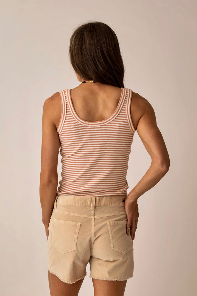 The Ever Rib Tank - Crema Stripe