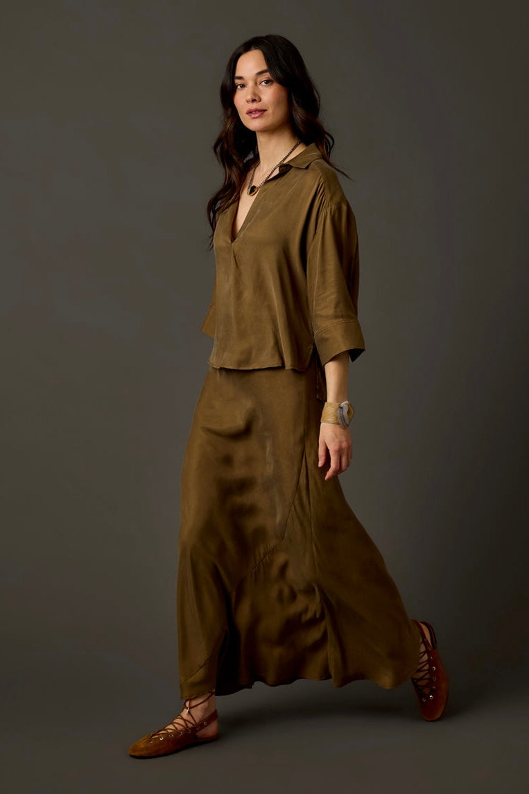 Tess Kindsilk Skirt: Teak