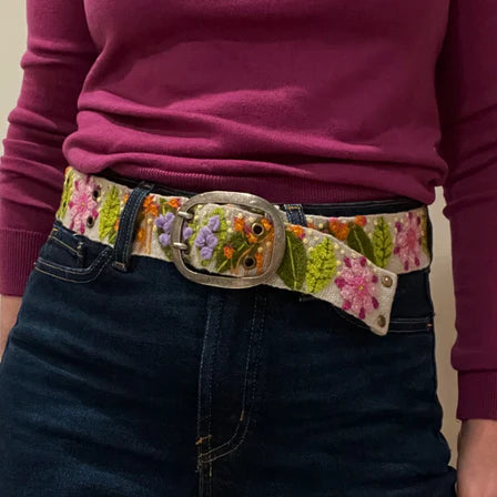 Jenny Krauss Freshwater Floral Embroidered Belt
