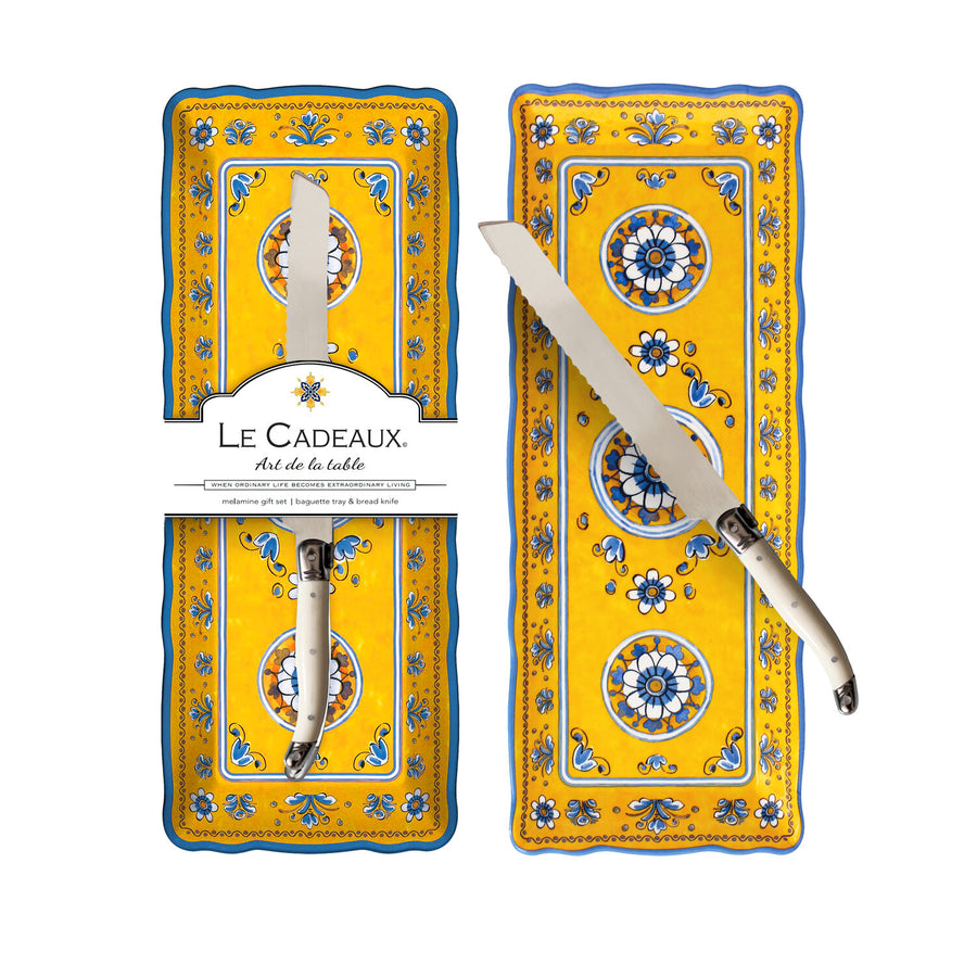 Le Cadeaux Baguete Tray with Bread Knife Gift Set