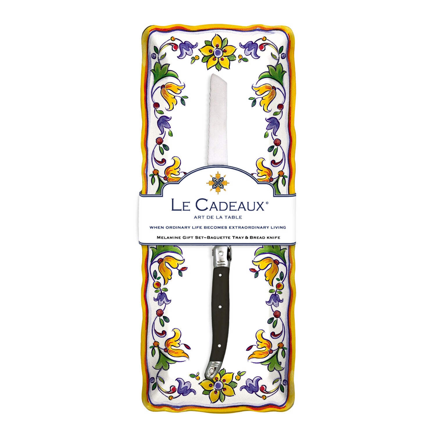 Le Cadeaux Baguete Tray with Bread Knife Gift Set