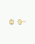 JK Sun Stud White Opal Gold Earrings